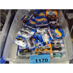 Clear plastic storage bin filled with assorted hot