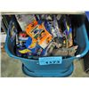 Image 1 : BLue rubbermaid container filled with hotwheels