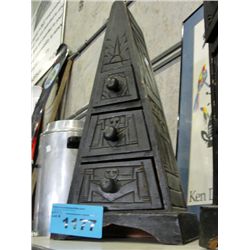 Wooden aztek 3 drawer storage pyramid