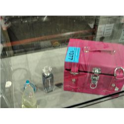 Ladies cosmetics case filled with cosmetics and