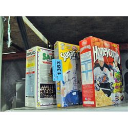3 collectable cereal boxes with NHL stars on box
