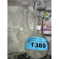2 glass liqour decanters