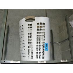 White plastic laundry basket