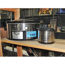 Large crock pot slow cooker and a crock pot