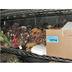 Shelf lot of artificial decorative plants