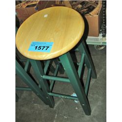 One green and natural bar stool