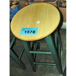 One green and natural bar stool