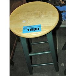 One green and natural bar stool