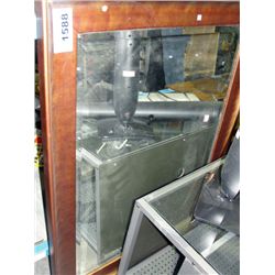 Wood framed bevelled wall mirror