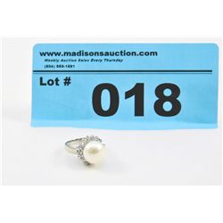 Genuine Freshwater Pearl & Crystal Ring