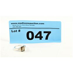 Brown quartz Emerald Cut Gemstone Ring With 6 Diam