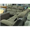 Image 1 : 2pc brown leather and courderoy reclining sofa and