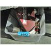 Image 1 : Clear plastic storage bin of misc items