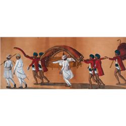 A nobleman in a palanquin with attendants