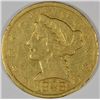 Image 1 : 1848-C $5 GOLD VF NICK ON REVERSE RARE CHARLOTTE GOLD