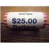 Image 1 : $25 ROLL OF (UNC) JOHN TYLER DOLLARS