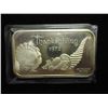 Image 1 : 1 TROY OZ .999 FINE SILVER INGOT THANKSGIVING 1972