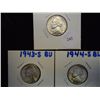 1943-S,43-S & 44-S 35% SILVER JEFFERSON WAR NICKS