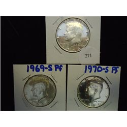 1968-S,69-S & 70-S 40% SILVER JFK HALVES PROOF