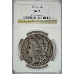 1892-CC MORGAN DOLLAR NGC VG-FINE 10