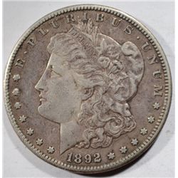 1892-CC MORGAN DOLLAR XF-AU, BREAST FEATHERS ON EAGLE! NICE! ORIGINAL!