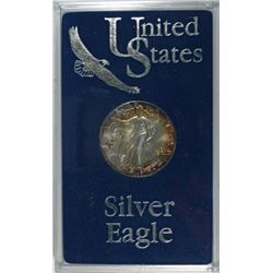 1986  US silver Eagle nice toning  est $45-$50