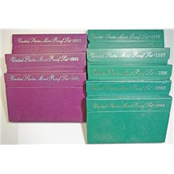 1991 THRU 1998 U.S. PROOF SETS IN NICE ORIGINAL PACKAGING