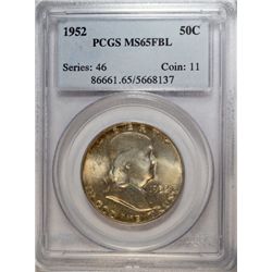 1952 FRANKLIN HALF DOLLAR PCGS MS65 FBL WHITE