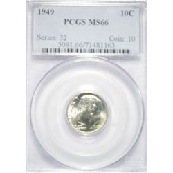 1949 ROOSEVELT DIME PCGS MS66