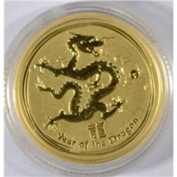 2012 AUSTALIAN YEAR OF THE DRAGON 1/10 OUNCE .999 GOLD COIN