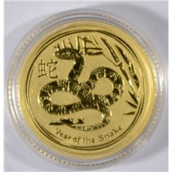 2013 AUSTALIAN YEAR OF THE SNAKE 1/10 OUNCE .999 GOLD COIN