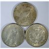 Image 2 : ( 3 ) UNCIRCULATED SILVER DOLLARS: 1921 MORGAN, 1922 AND 1923 PEACE DOLLARS