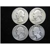 Image 1 : 4 ASSORTED 1930'S WASHINGTON SILVER QUARTERS