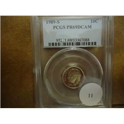 1989-S ROOSEVELT DIME PCGS PR69 DCAM