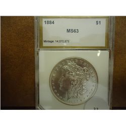 1884 MORGAN SILVER DOLLAR PCI MS63