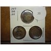 Image 1 : 1917,18 & 19 CANADA SILVER 5 CENTS BETTER
