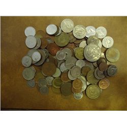 APPROX 1 POUND FOREIGN COINS GUARANTEED $100RETAIL