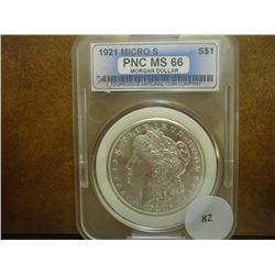 1921 MICRO S MORGAN SILVER DOLLAR PNC MS66