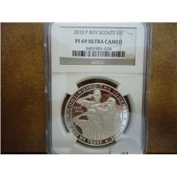 2010-P BOY SCOUTS SILVER DOLLAR NGC PF69 ULTRA CAM