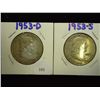 Image 1 : 1953-D & S FRANKLIN HALF DOLLARS