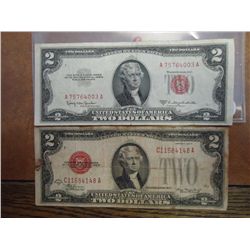 1928-D & 53-C $2 US NOTES RED SEALS