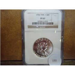 1956 TYPE I FRANKLIN HALF DOLLAR NGC PF67