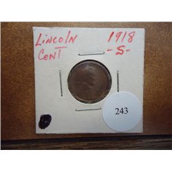 1918-S LINCOLN CENT AU