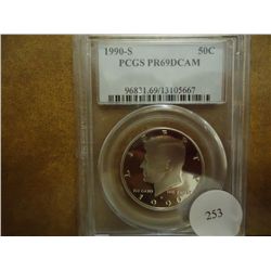 1990-S KENNEDY HALF DOLLAR PCGS PR69 DCAM