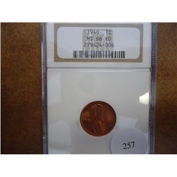 1940 LINCOLN CENT NGC MS66 RD