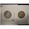Image 1 : 1887 & 91 SEATED LIBERTY DIMES 87 IS FINE & 91 VF