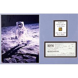 Buzz Aldrin Autograph and flown "Kapton" heat shield.