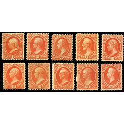 Interior Dept., 1873, 1c-90c complete. generally Fine