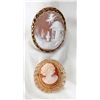 Collection of 2 Cameo Yellow Gold Brooches