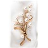 Cultured Pearl, 14K Yellow Gold Floral Brooch